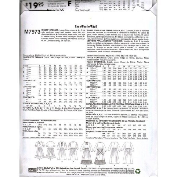 McCall's M7973 Misses 14 to 22 Pullover Dresses Uncut Sewing Pattern New - Picture 2 of 2